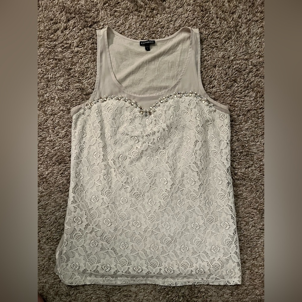 Lace embellished tank- small